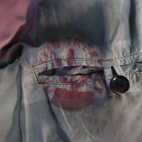 UN SOLO MONDO L Charcoal Distressed Leather Peak Lapel Jacket