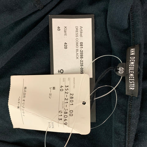 ANN DEMEULEMEESTER Talla 6 Vestido negro por encima de la rodilla de algodón y rayón liso