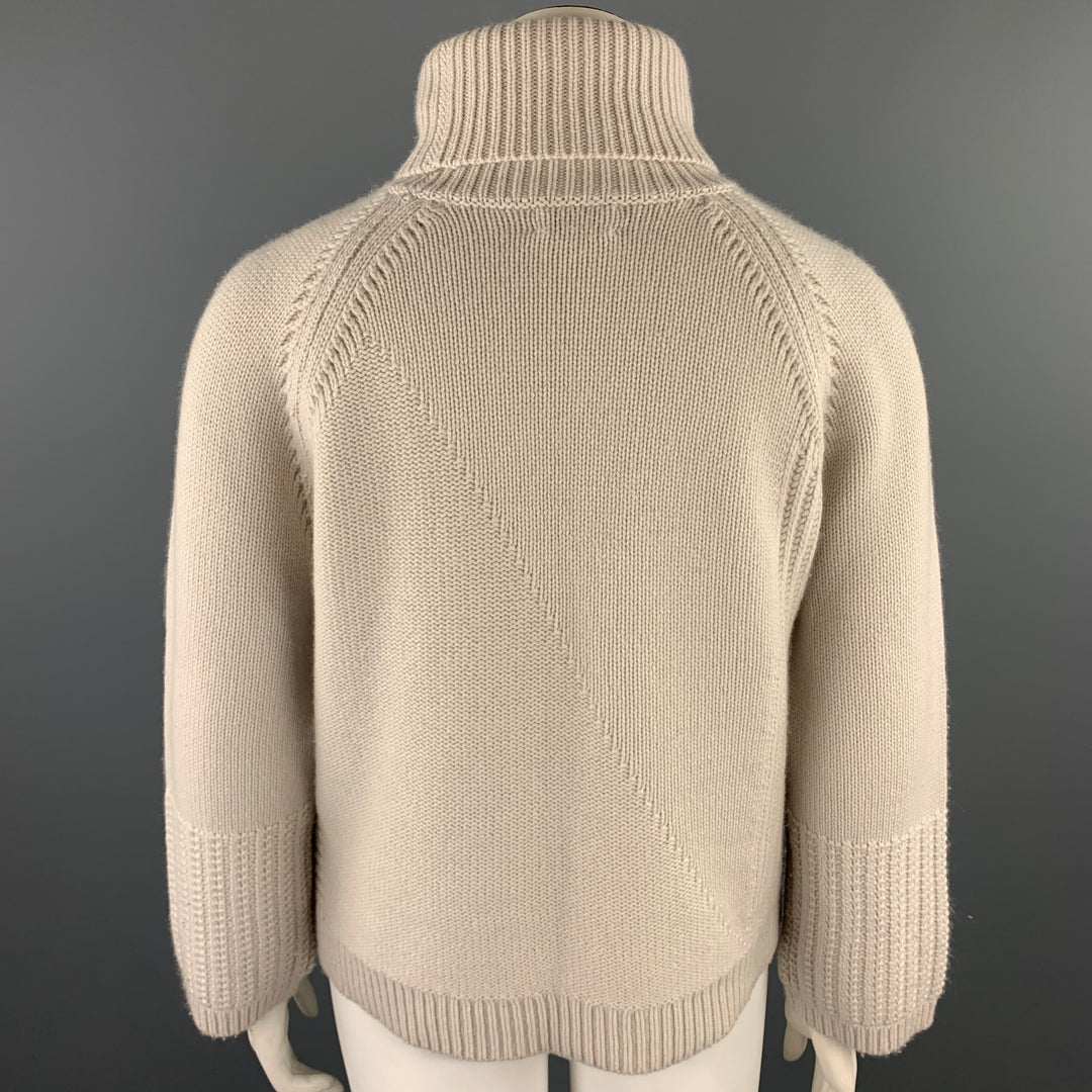 TSE Size L Nude Textured Knitted Cashmere Turtleneck Sweater