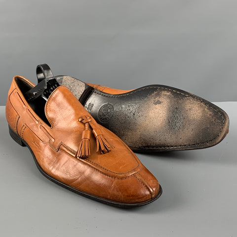 BALLY Size 9.5 Camel Leather Tassels Loafers