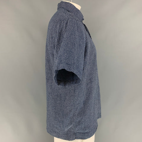 45rpm Size L Navy & White Dots Cotton Pop-Over Short Sleeve Shirt
