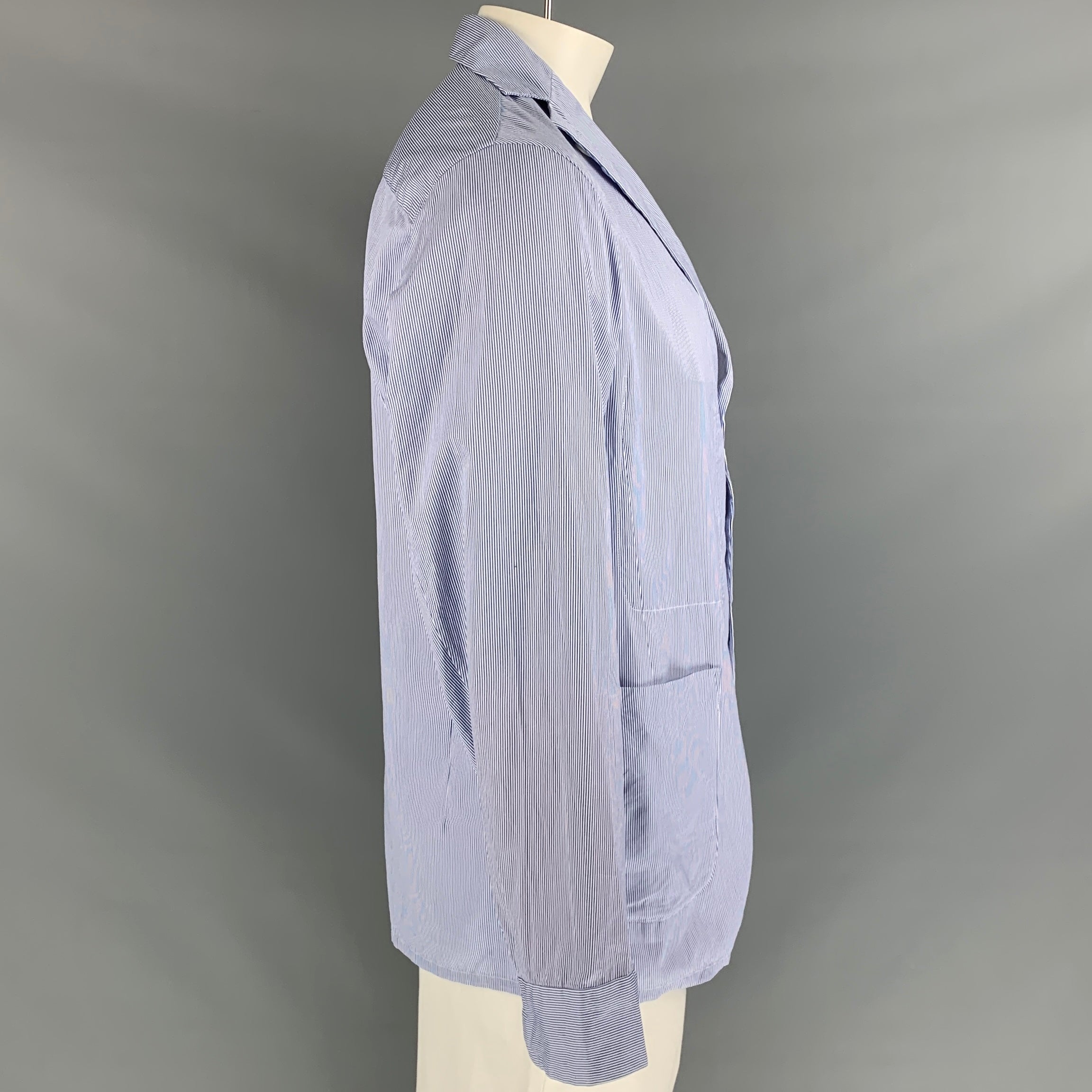 45rpm Size XL Blue & White Pinstripe Cotton Notch Lapel Jacket