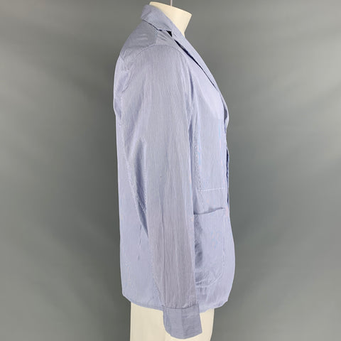 45rpm Size XL Blue & White Pinstripe Cotton Notch Lapel Jacket