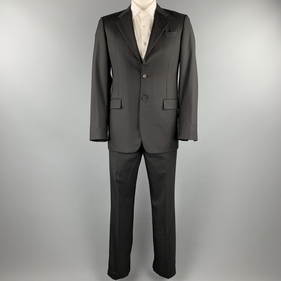 PRADA 40 Regular Black Wool / Silk Notch Lapel Suit