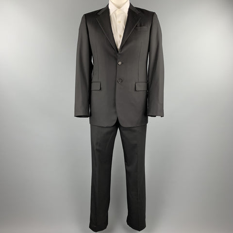 PRADA 40 Regular Black Wool / Silk Notch Lapel Suit