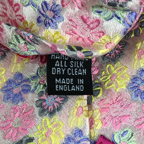 DUCHAMP Pink Multi-Color Floral Silk Tie