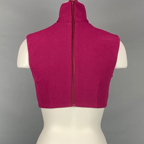 ALEX PERRY Taille 6 Framboise Stretch Crêpe Blake Turtleneck Crop Top