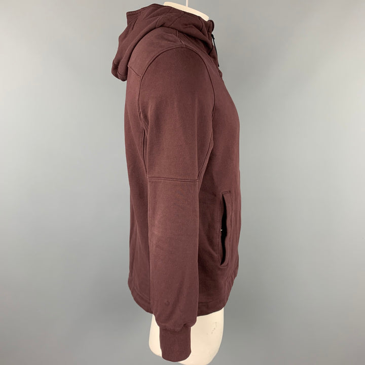 CP COMPANY Size XL Dark Burgundy Cotton Lens Detail Hooded Jacket