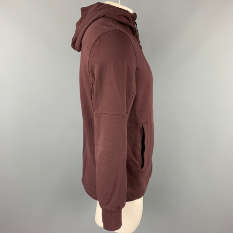 CP COMPANY Size XL Dark Burgundy Cotton Lens Detail Hooded Jacket