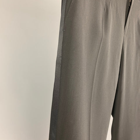 DOLCE & GABBANA Size 32 Black Wool Blend Tuxedo Dress Pants