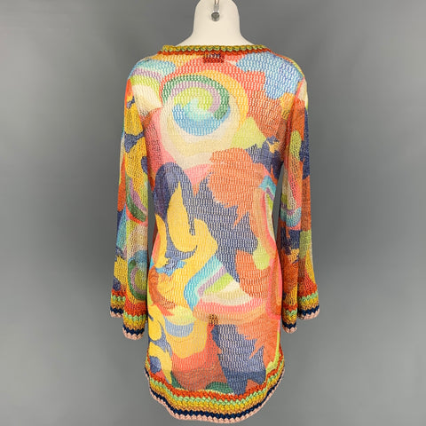 MISSONI MARE Size 6 Multi-Color Rayon / Polyester Crochet V-Neck Dress