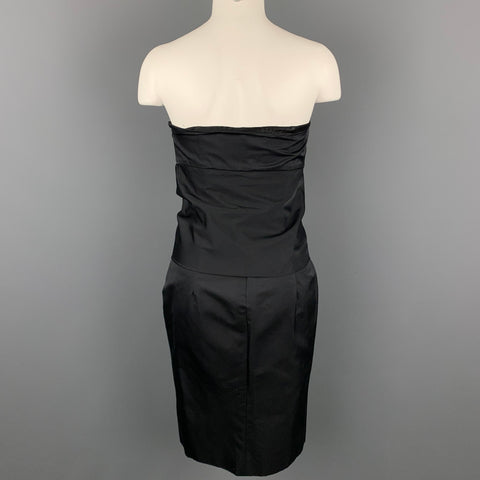 GIAMBATTISTA VALLI Taille 6 Robe de cocktail plissée noire en coton/soie