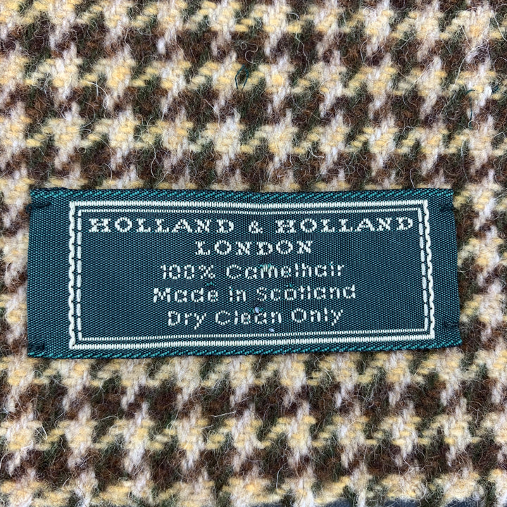 HOLLAND & HOLLAND Houndstooth Brown & Tan Cashmere Scarf