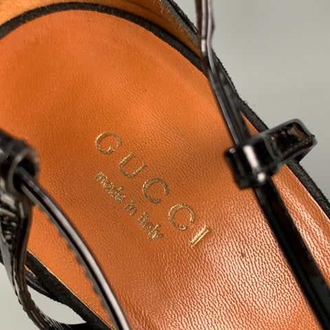 GUCCI Talla 9 Sandalias de plataforma de ante negro