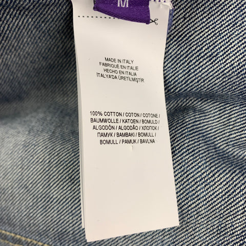 RALPH LAUREN Purple Label Size M Silver Metallic Cotton Trucker Jacket