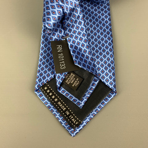 ERMENEGILDO ZEGNA Blue Red Squares Silk Tie