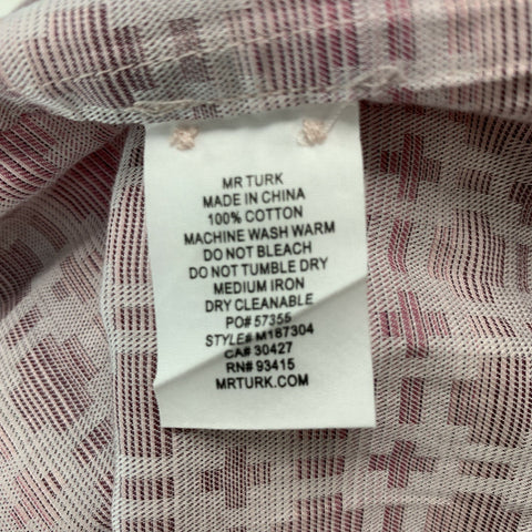 MR. TURK Size M Pink White Cotton Long Sleeve Shirt