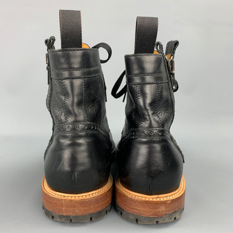 LANVIN Size 9 Black Leather Cap Toe Side Zipper Ankle Boots