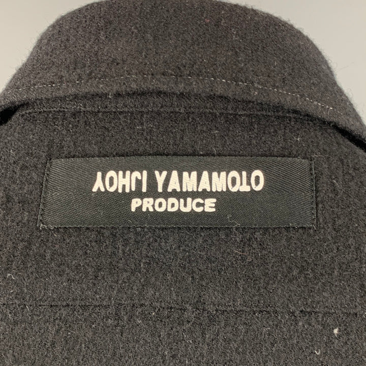 YOHJI YAMAMOTO Size L Black Contrast Stitch Wool Patch Pockets Coat