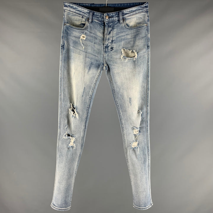 KSUBI Talla 31 Vaqueros de elastano de algodón desgastados azules