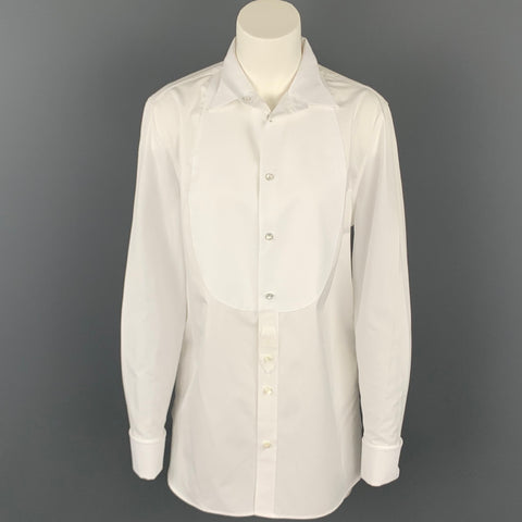 RALPH LAUREN Purple Label Talla 12 Camisa de esmoquin de algodón blanco