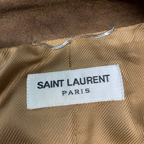 SAINT LAURENT Size 44 Brown Leather Epaulettes Jacket