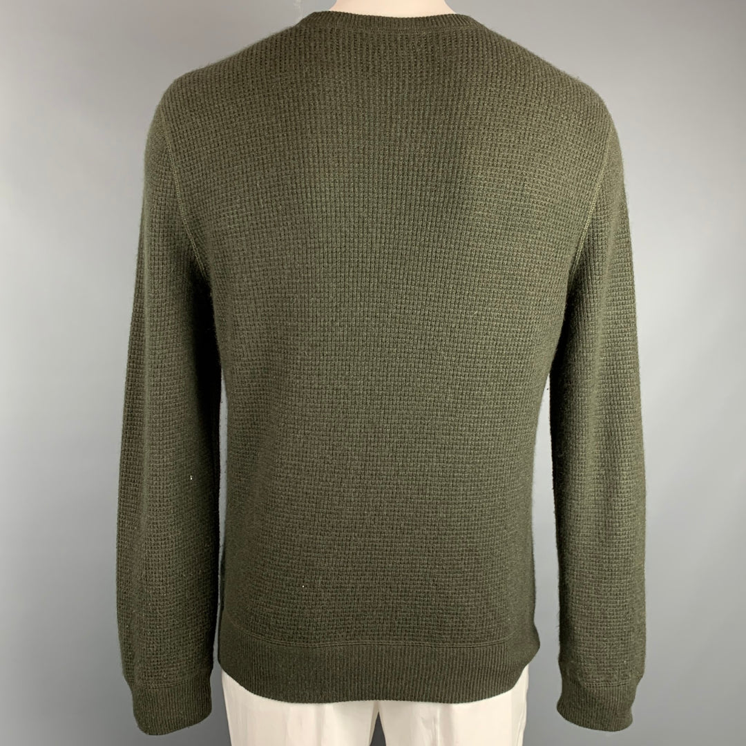 POLO by RALPH LAUREN Size L Olive Waffle Knit Cashmere Crew-Neck Pullover