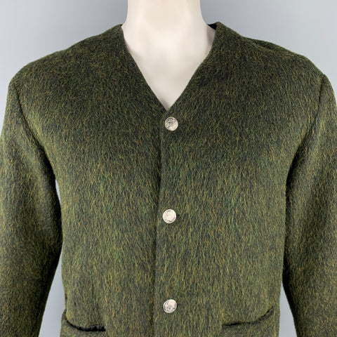 TESSUTI Size L Olive Textured Buttoned Cardigan