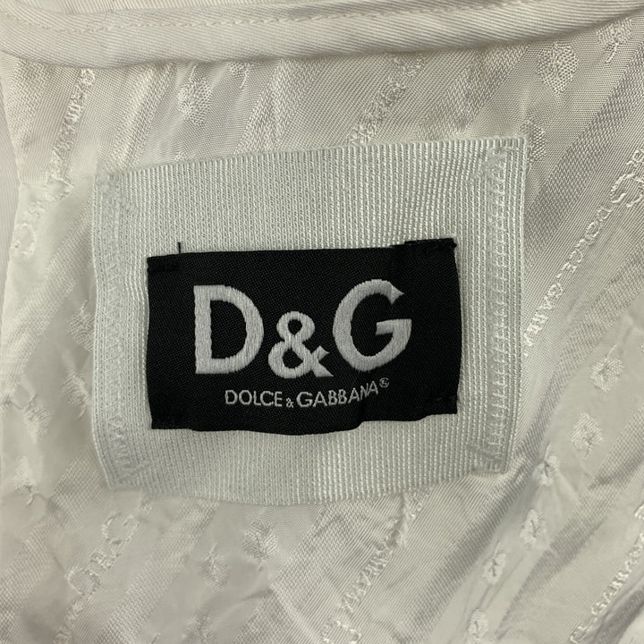 D&G by DOLCE & GABBANA Size 40 White & Navy Notch Lapel Patch Blazer