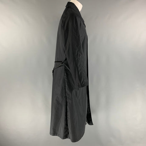 YVES SAINT LAURENT 'Rive Gauche' Size 40 Black Solid Polyester Coat