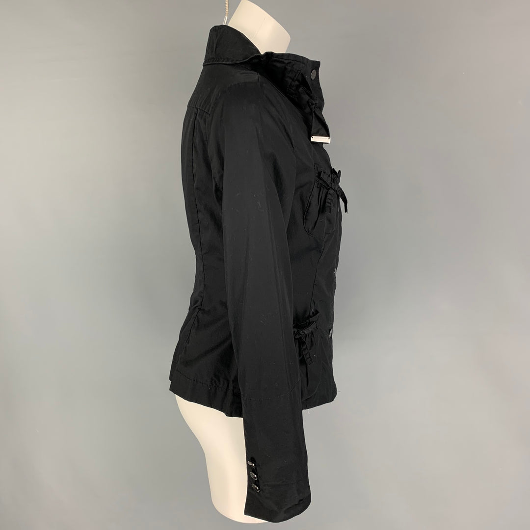 ADOLFO DOMINGUEZ Size 4 Black Cotton Snaps Jacket