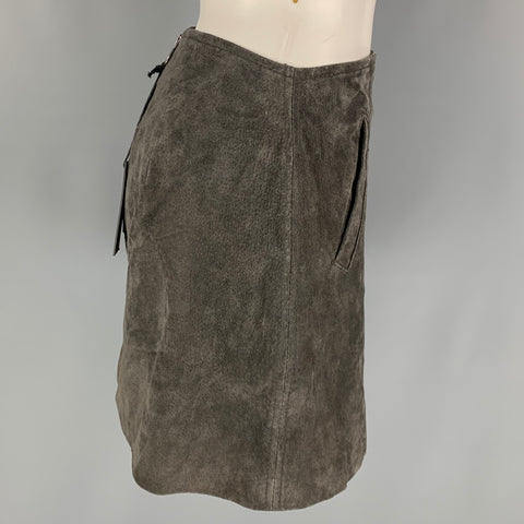 BLANKNYC Size 25 Grey Suede A-Line Mini Skirt