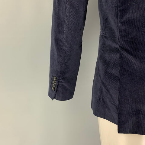 PAUL SMITH Size 38 Navy Corduroy Cotton Notch Lapel Sport Coat