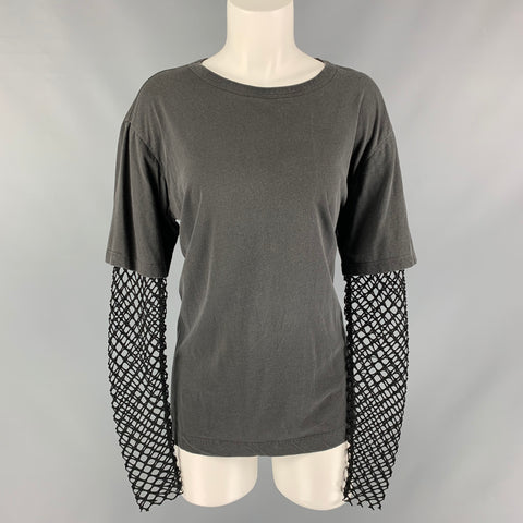 DRIES VAN NOTAN Talla S Jersey de algodón y poliéster negro de malla carbón