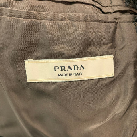 PRADA Size 40 Black Brown Tweed Wool Blend Patch Pockets Jacket