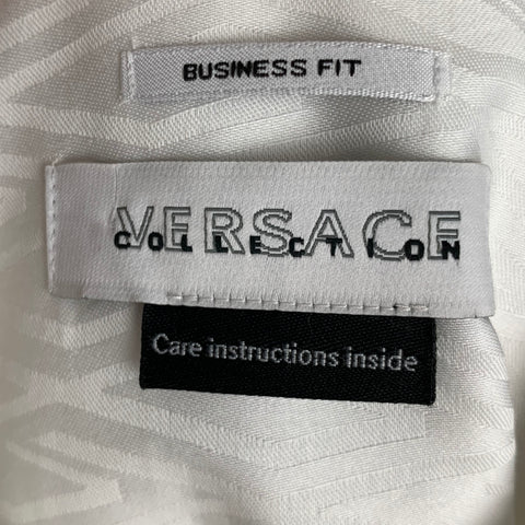 VERSACE COLLECTION Size L White Geometric Cotton French Cuff Long Sleeve Shirt