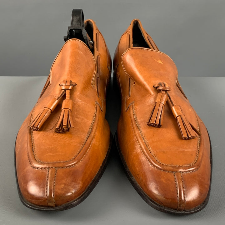 BALLY Size 9.5 Camel Leather Tassels Loafers