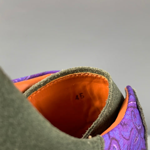 ETRO Size 12 Green Purple Paisley Fabric Sneakers