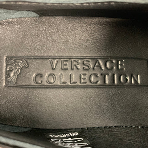 VERSACE COLLECTION Size 7 Black Leather Lace Up Shoes