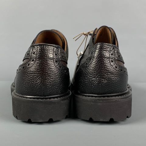 ELEVENTY Size 11 Black Brown Perforated Leather Wingtip Lace Up Shoes