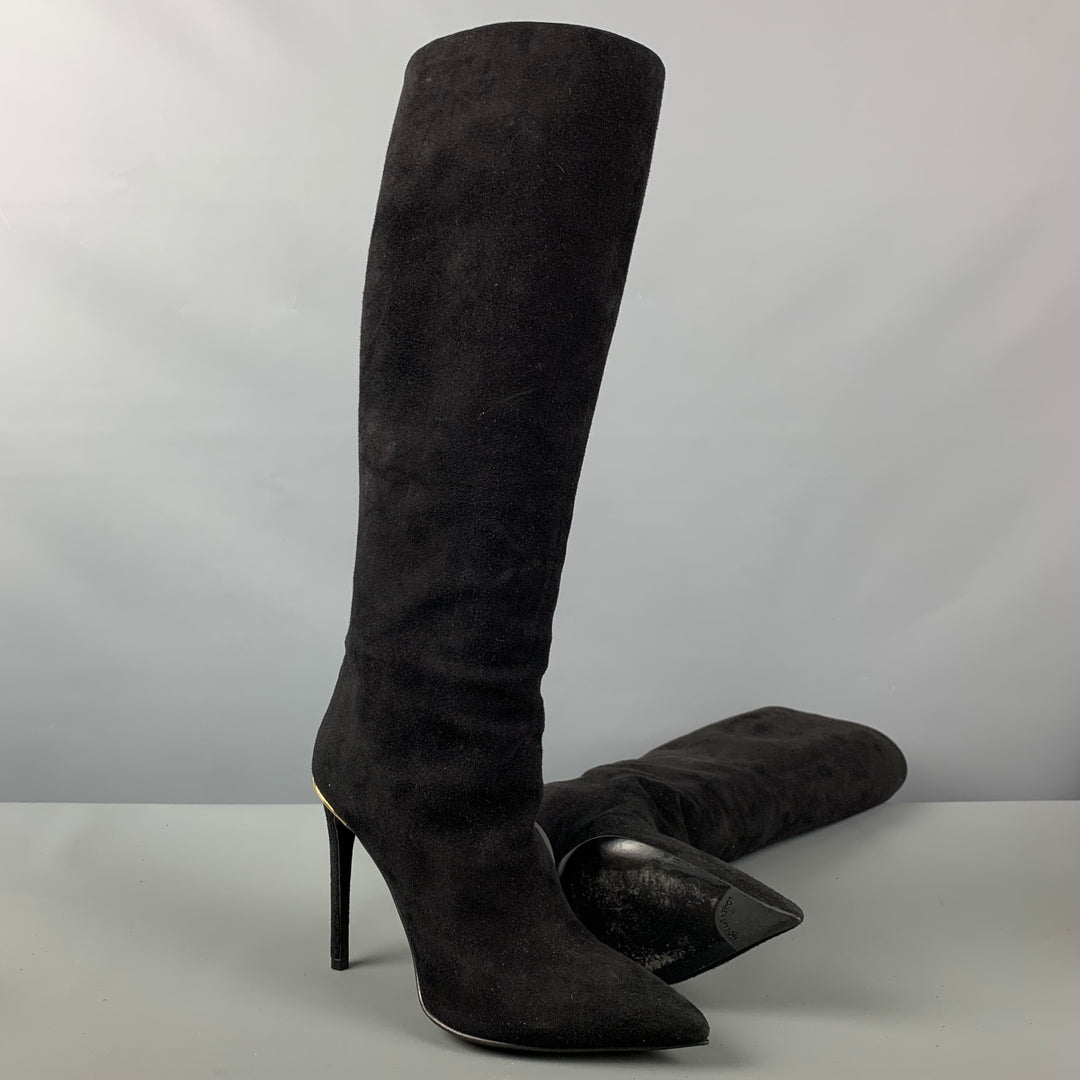 LOUIS VUITTON Size 7 Black Suede Pull On Boots