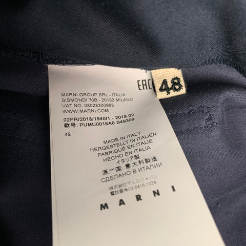 MARNI Size 32 Navy Cotton Button Fly Dress Pants