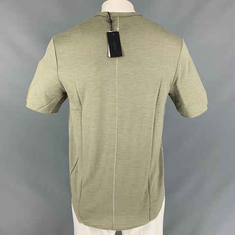 RAG &amp; BONE Camiseta color salvia de lana lisa con cuello redondo Talla L