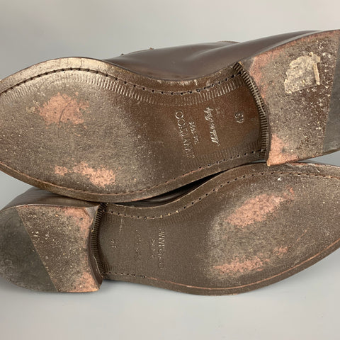 JIMMY CHOO Size 10 Brown Metallic Leather Lace Up Shoes