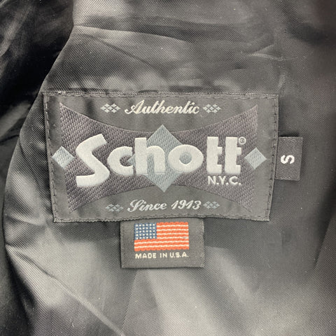 SCHOTT Chaqueta motera de cuero con tachuelas, edición limitada, talla S, color negro
