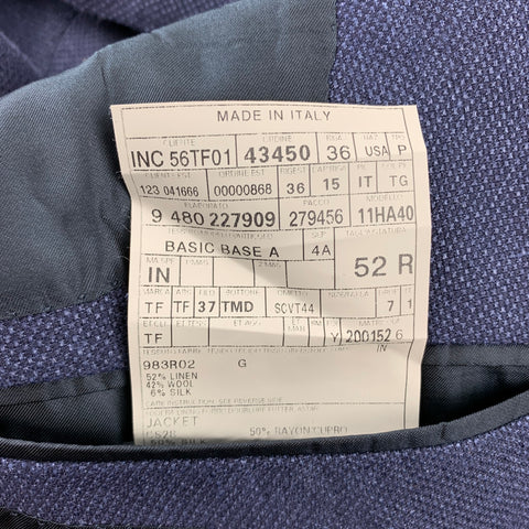 TOM FORD Size 42 Navy Woven Linen Blend Peak Lapel Sport Coat