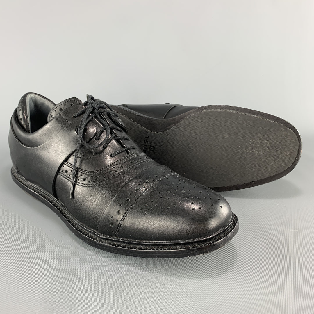 TSUBO Size 10 Black Leather Lace Up Toe Cap WEXLER II Brogues