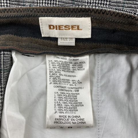 DIESEL Size 34 Black & White Glenplaid Wool Blend Button Fly Dress Pants