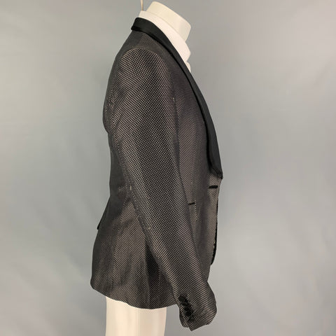 GUCCI Size 40 Grey Black Textured Rayon Blend Shawl Collar Sport Coat