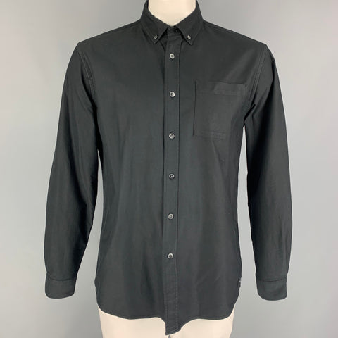 SATURDAYS NYC Size L Black Cotton Long Sleeve Shirt